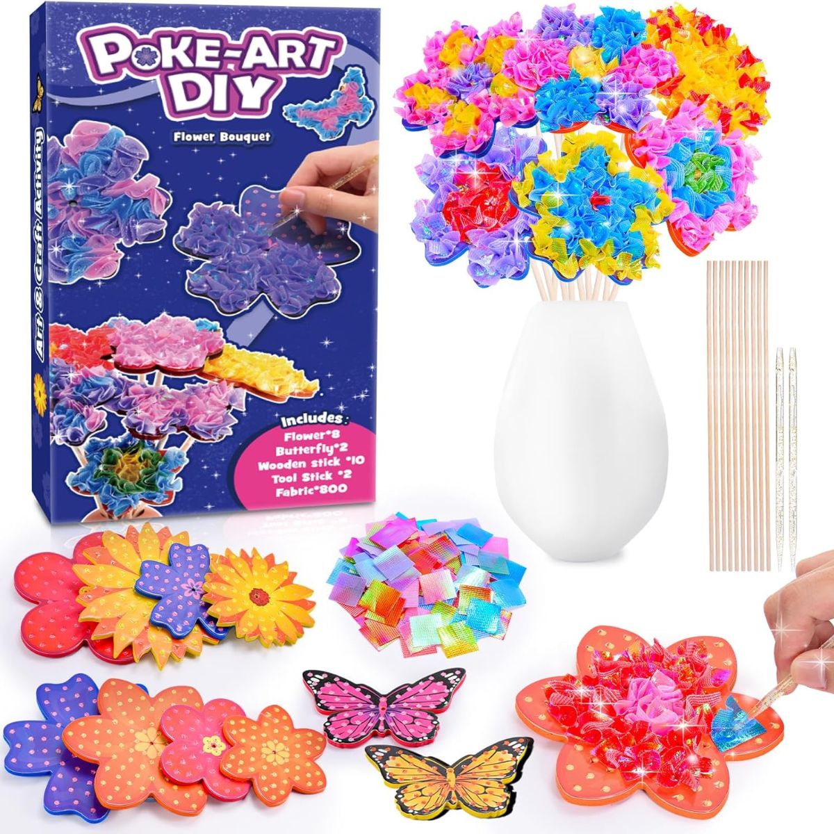 Apasă și creează – Set creativ magic pentru realizarea florilor (4–9 ani)