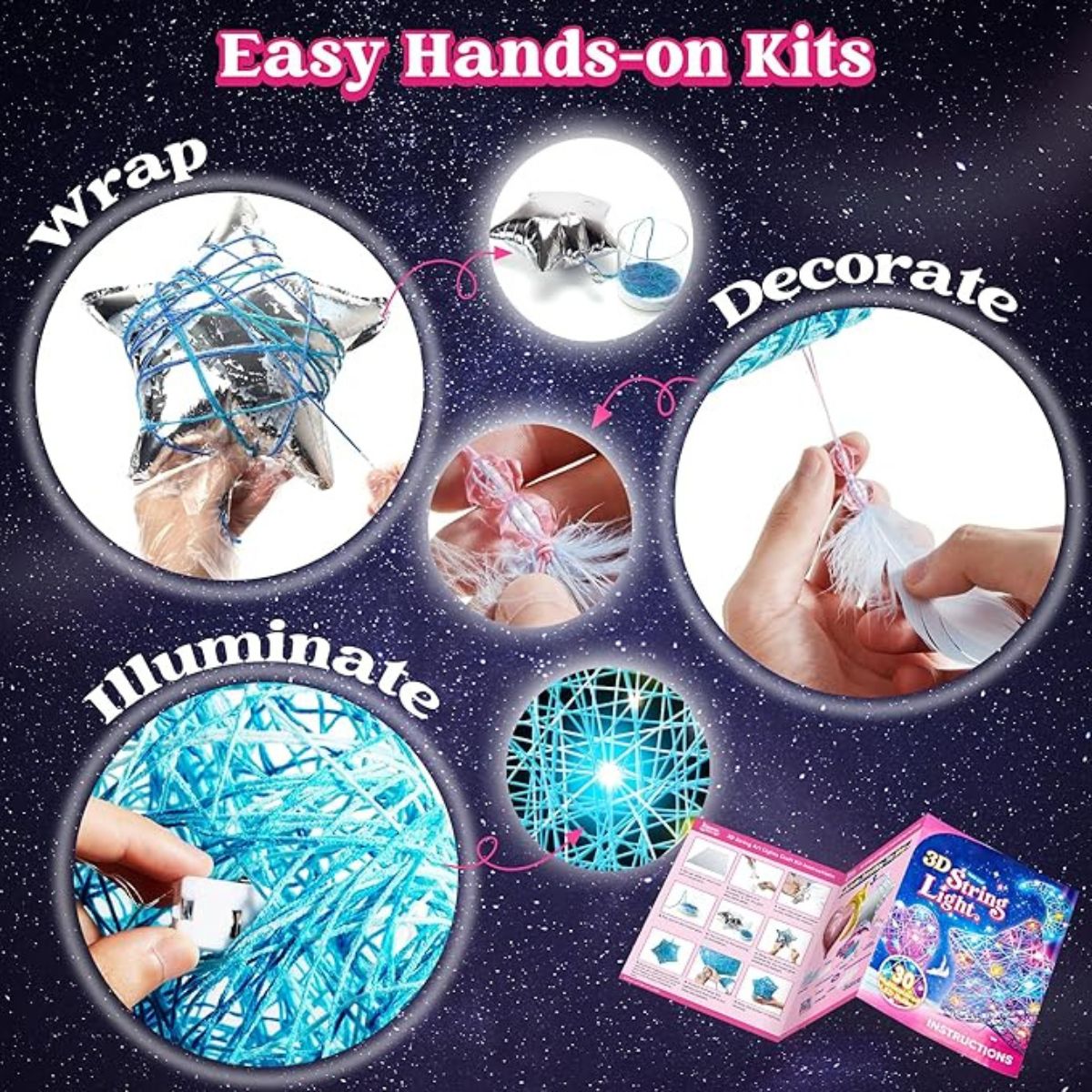 Set creativ cu lumini 3D din fire colorate (6+ ani)