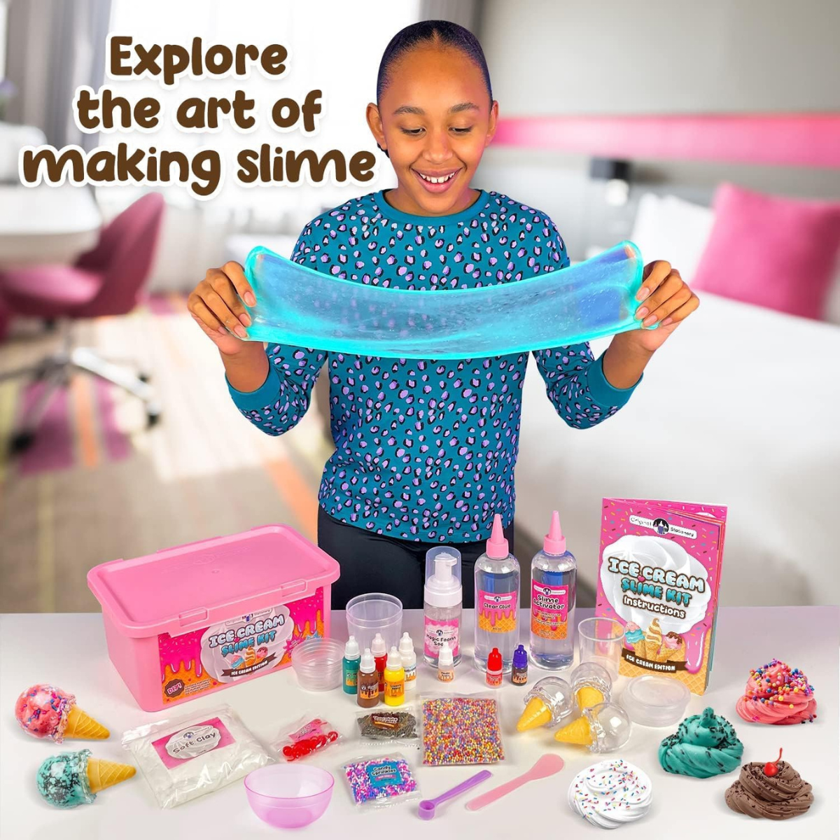 Set Fluffy Slime cu sclipici și accesorii (6+ ani)