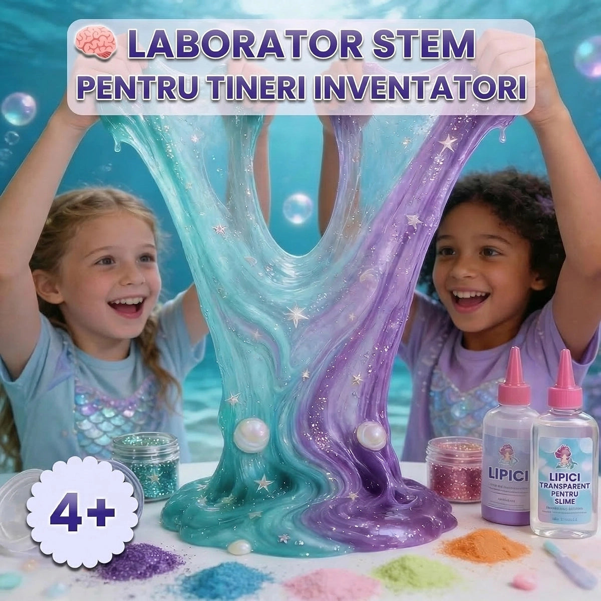 Ocean Mermaid Slime Kit: Set mare de creat slime cu tematică marină