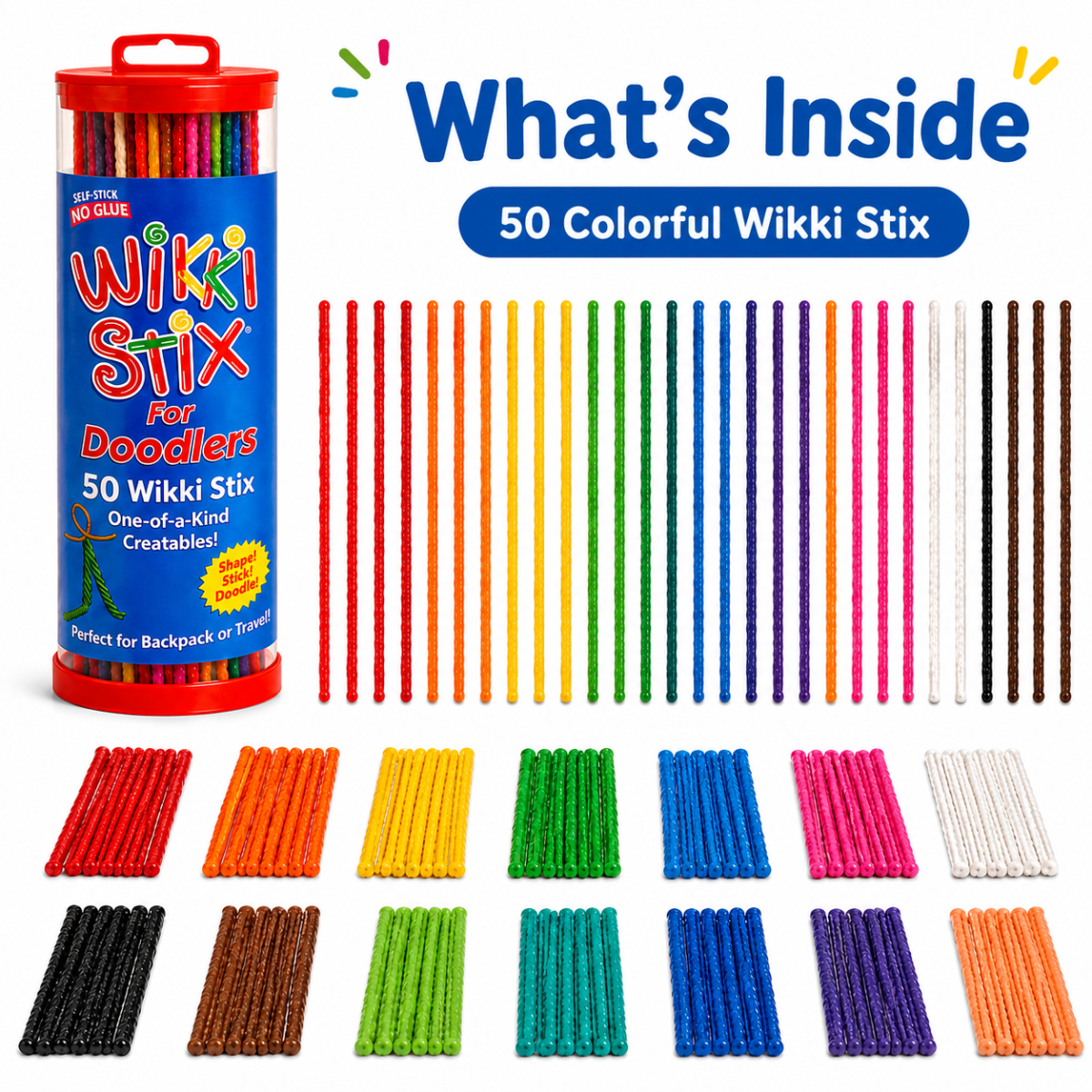 Wikki Stix Șnururi magice cerate (set de 50 de bucăți, 3+ ani)