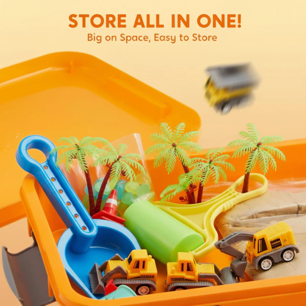 Set senzorial cu nisip magnetic și pietricele fosforescente | Șantier & excavatoare