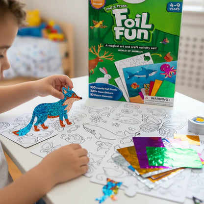 Foil Fun: Lumea animalelor | Set creativ fără mizerie (pentru copii 4–9 ani)