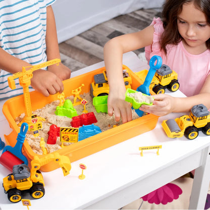 Set de joacă senzorial cu nisip magnetic și pietricele fosforescente | Șantier | pentru copii 3+