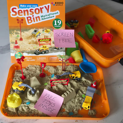 Set senzorial cu nisip magnetic și pietricele fosforescente | Șantier & excavatoare