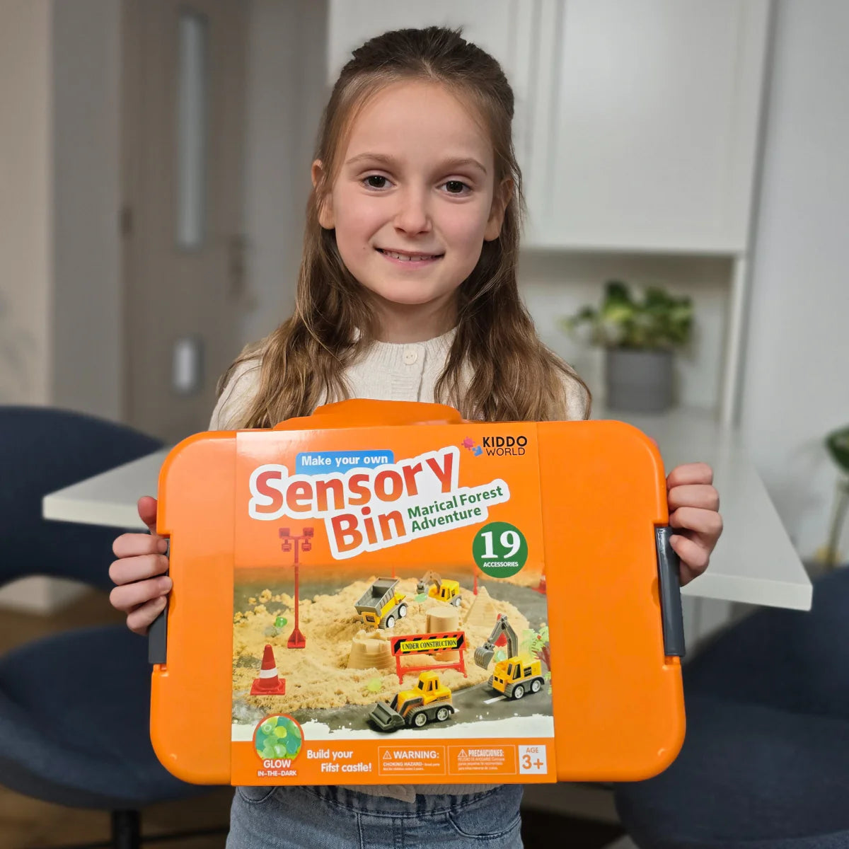 Set senzorial cu nisip magnetic și pietricele fosforescente | Șantier & excavatoare