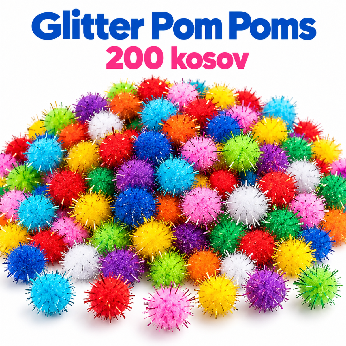 200× Pompoane cu sclipici