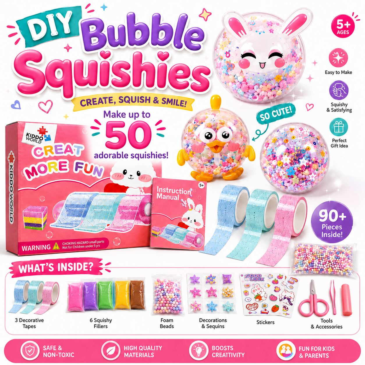 Kit DIY Bubble Squishies din 41 de piese (4+ ani)
