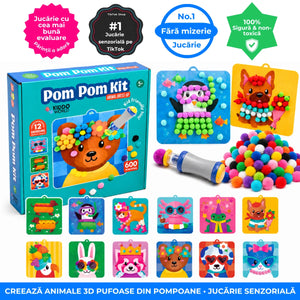 Pom Pom Kit – animăluțe 3D din pompoane moi