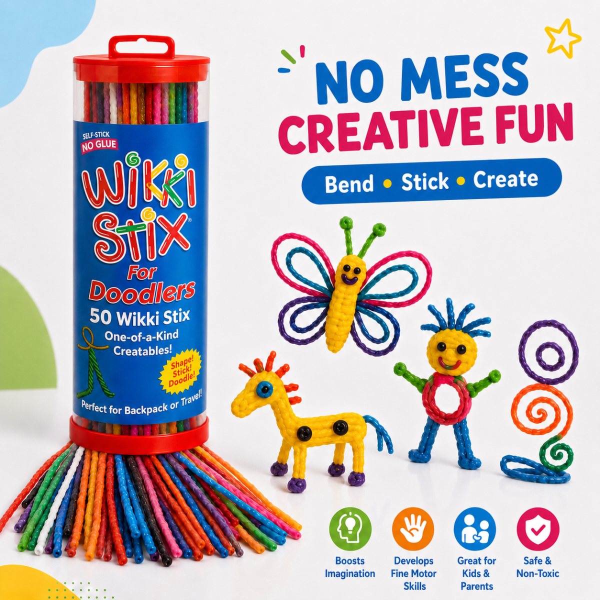 Wikki Stix Șnururi magice cerate (set de 50 de bucăți, 3+ ani)
