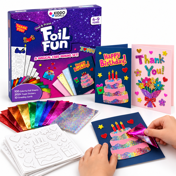 Foil Fun Felicitări – Set creativ pentru realizarea felicitărilor de sărbători strălucitoare (4+ ani)