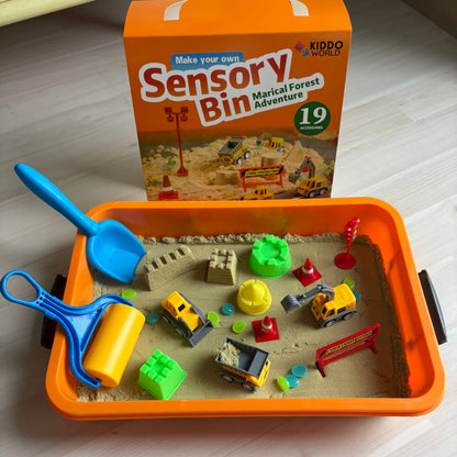 Set senzorial cu nisip magnetic și pietricele fosforescente | Șantier & excavatoare