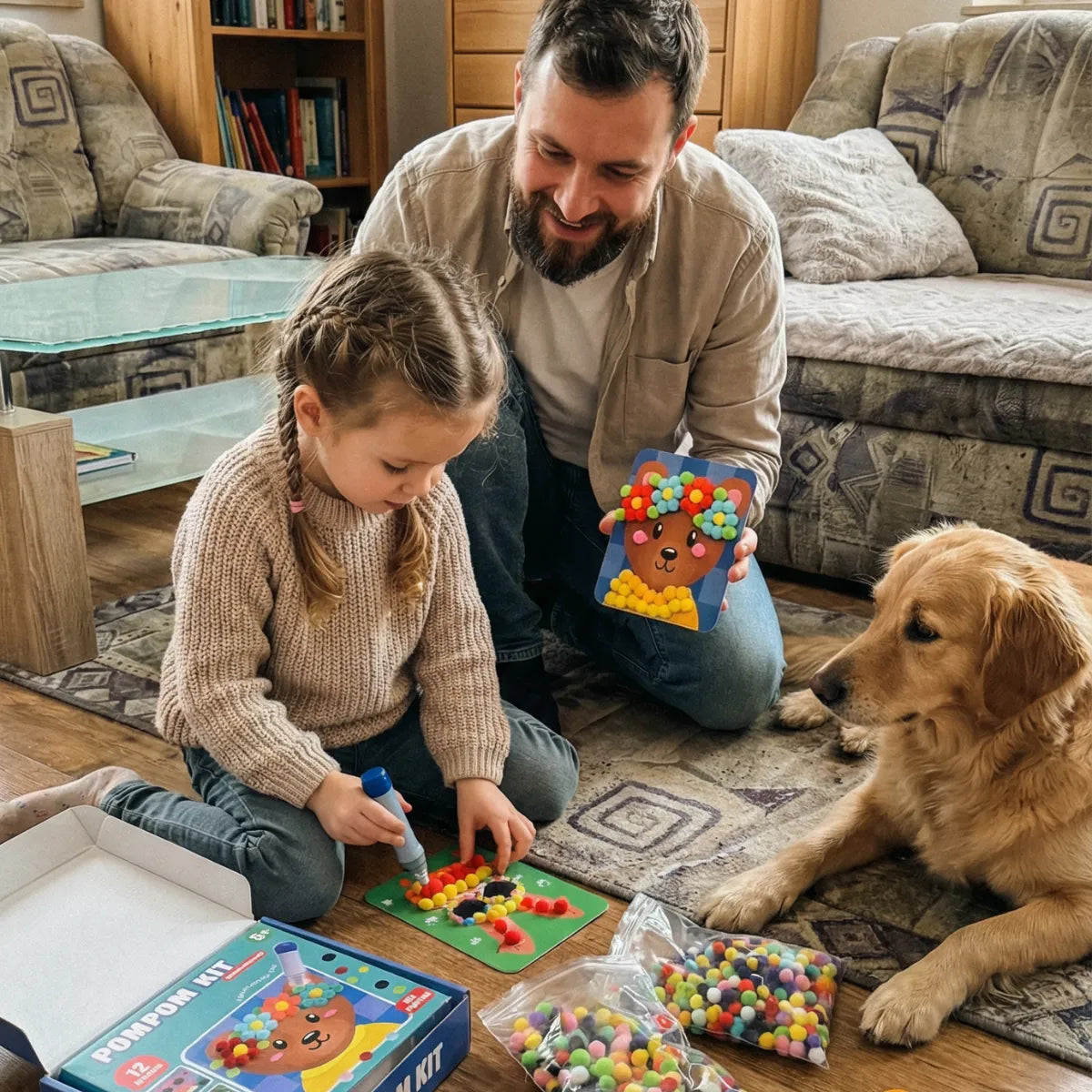 Pom Pom Kit | Joc creativ senzorial cu pompoane | pentru copii 5+