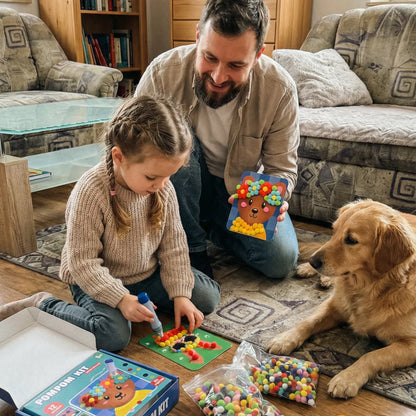 Pom Pom Kit | Joc creativ senzorial cu pompoane | pentru copii 5+