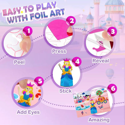 Foil Fun: Unicorni și Prințese – Creează povești strălucitoare fără mizerie! (4+ ani)