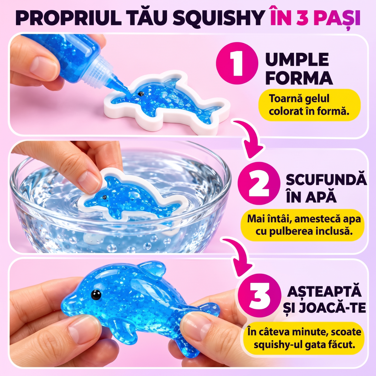 Magic Water Squishies – Set creativ pentru realizarea figurinelor 3D | Lumea marină | 3+ ani