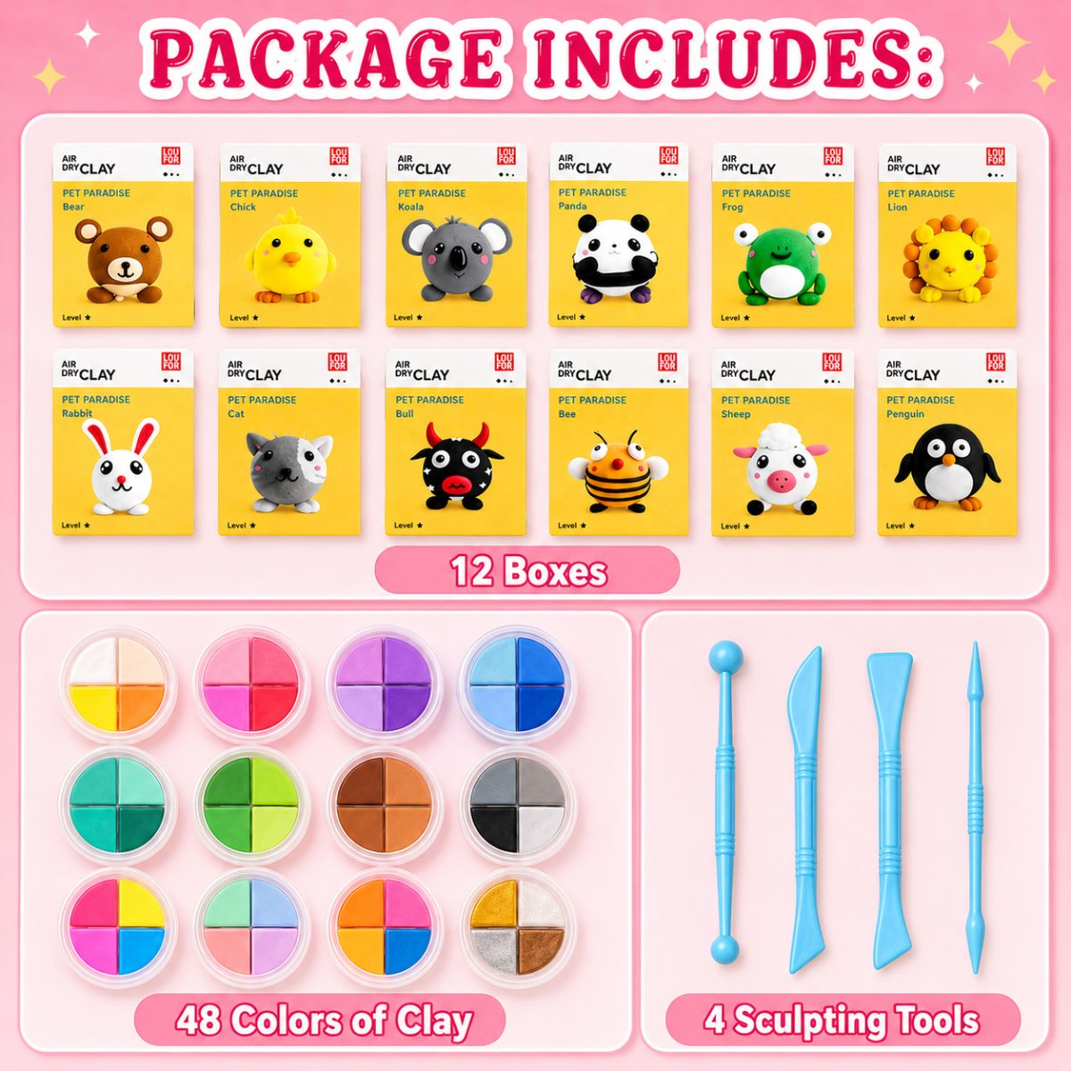 Set DIY Squishy Clay din 64 de piese (4+ ani)