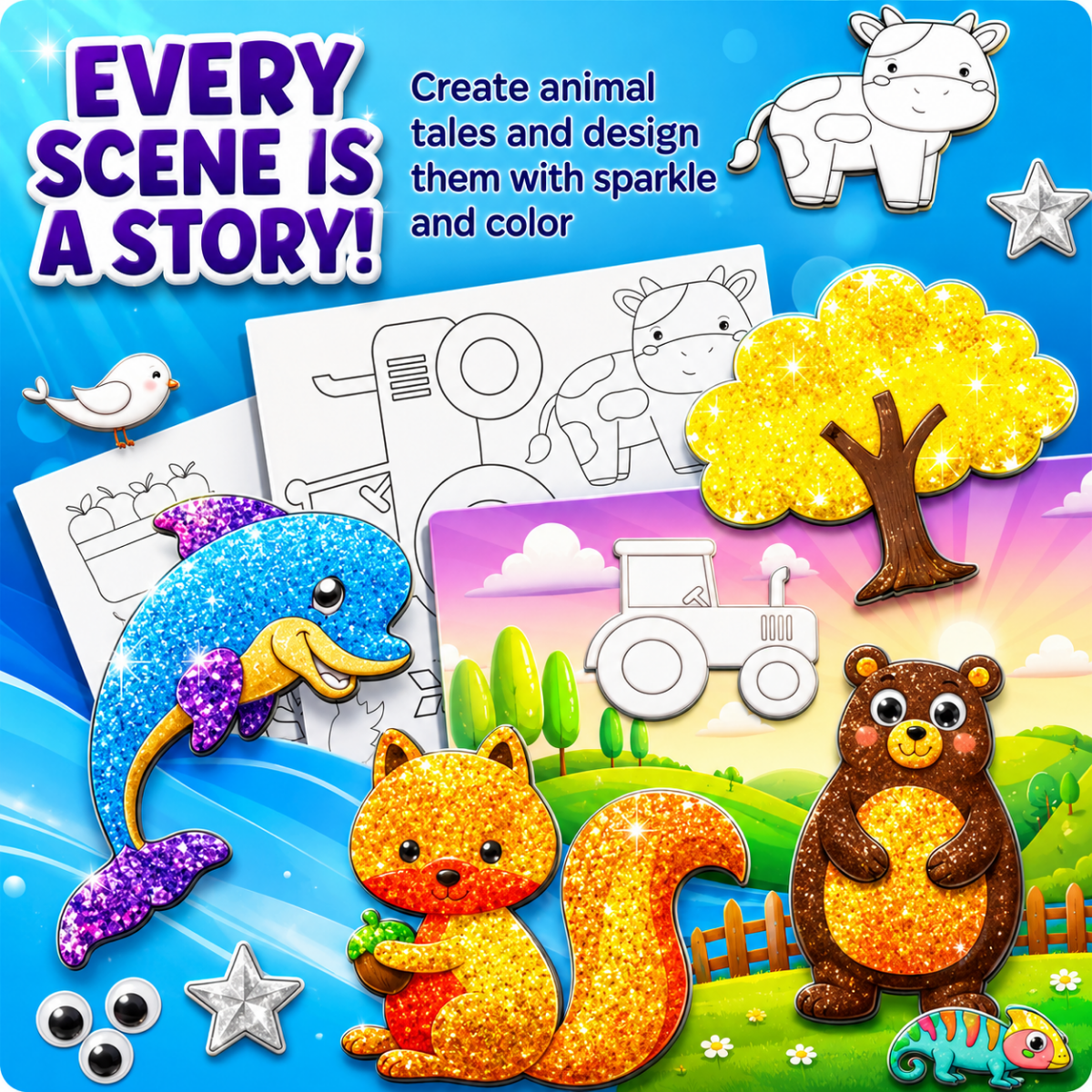 Foil Fun: Lumea animalelor – imagini strălucitoare cu animăluțe, fără murdărie! (4+ ani)