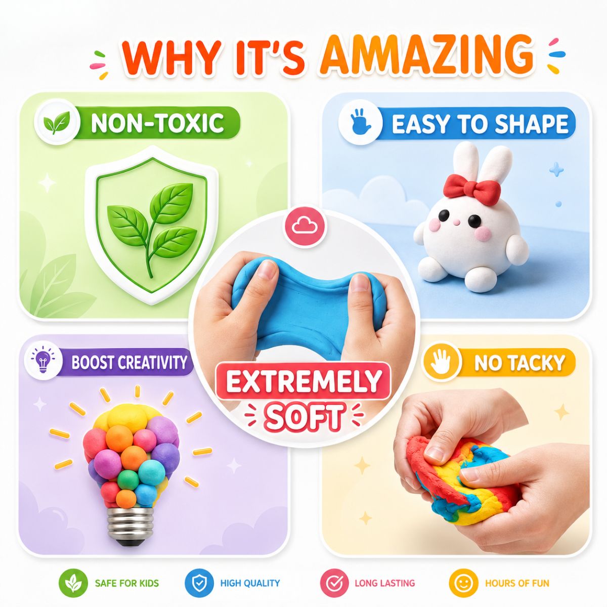 Set DIY Squishy Clay din 64 de piese (4+ ani)