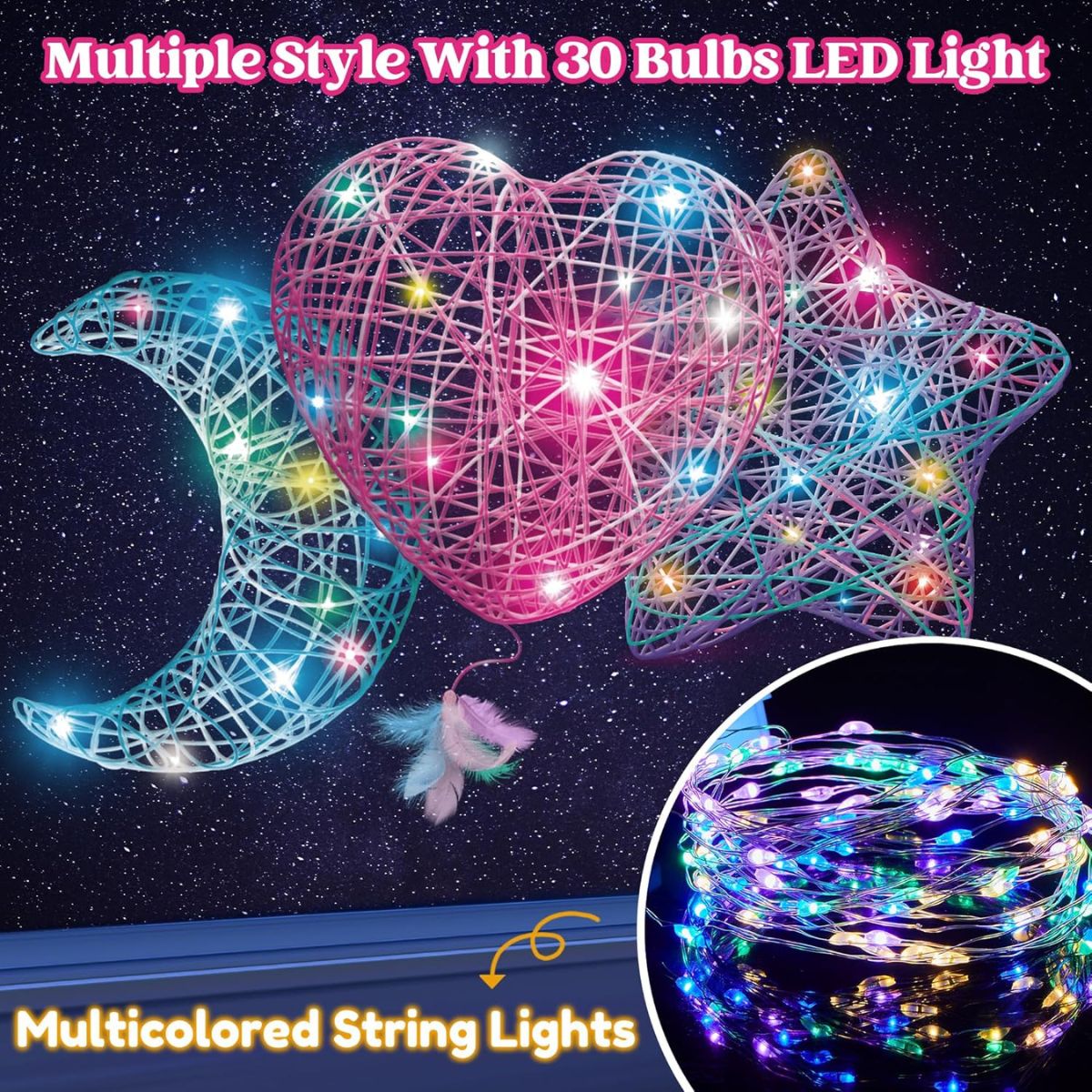 Set creativ cu lumini 3D din fire colorate (6+ ani)