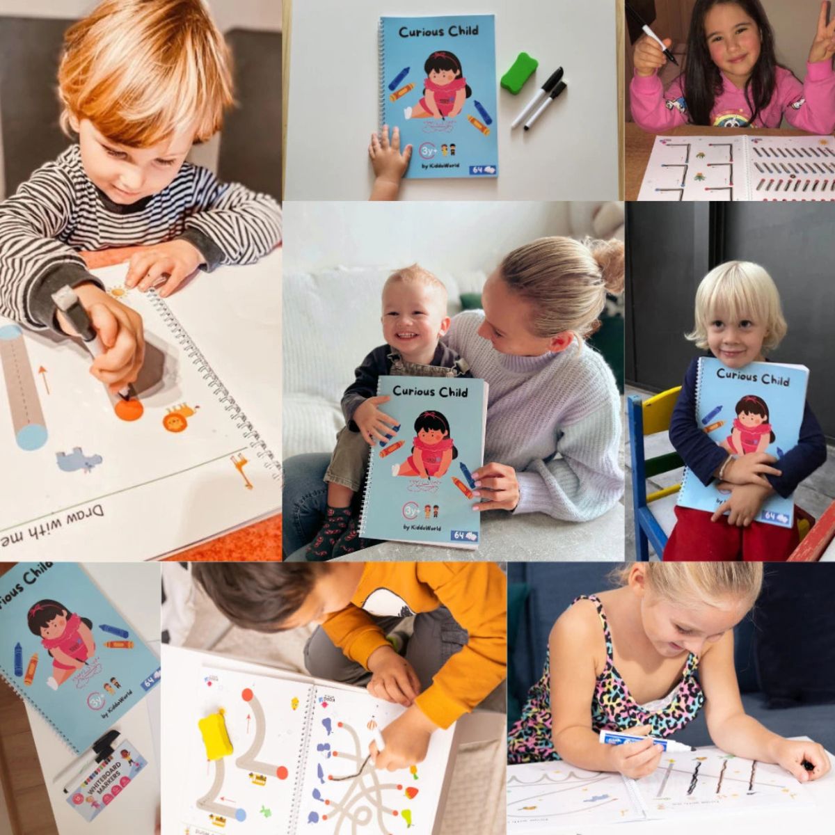 Curious Child | Caiet reutilizabil cu activități de scriere și logică (64 de pagini, 3+ ani)