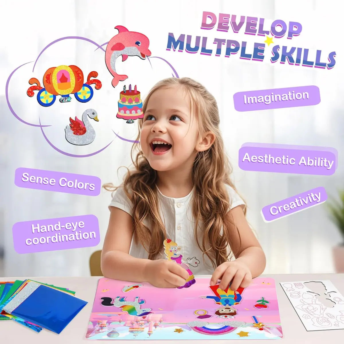Foil Fun: Unicorni și Prințese – Creează povești strălucitoare fără mizerie! (4+ ani)