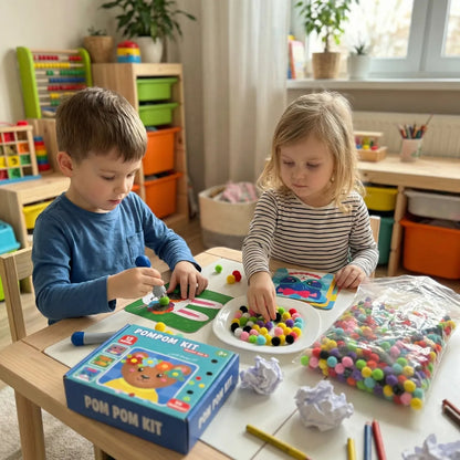 Pom Pom Kit | Joc creativ senzorial cu pompoane | pentru copii 5+