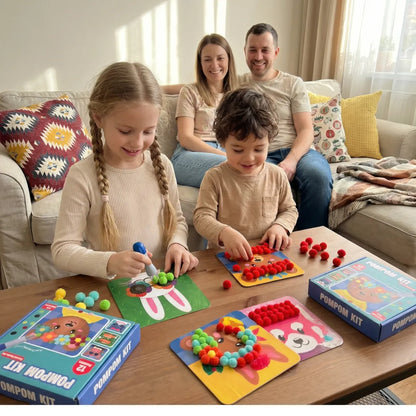 Pom Pom Kit | Joc creativ senzorial cu pompoane | pentru copii 5+