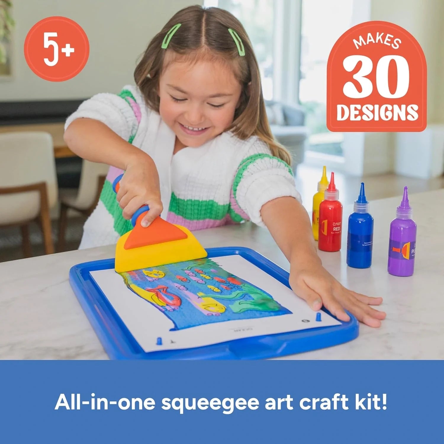 Squeegee Art – pictură curcubeu cu racletă, fără pensule și fără murdărie! (5+ ani)