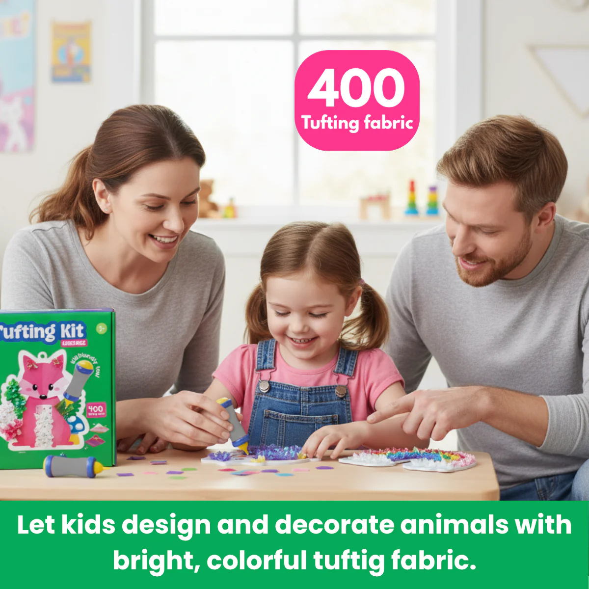 PACHET CREATIV SENZORIAL: Pom Pom Kit & Tufting Kit