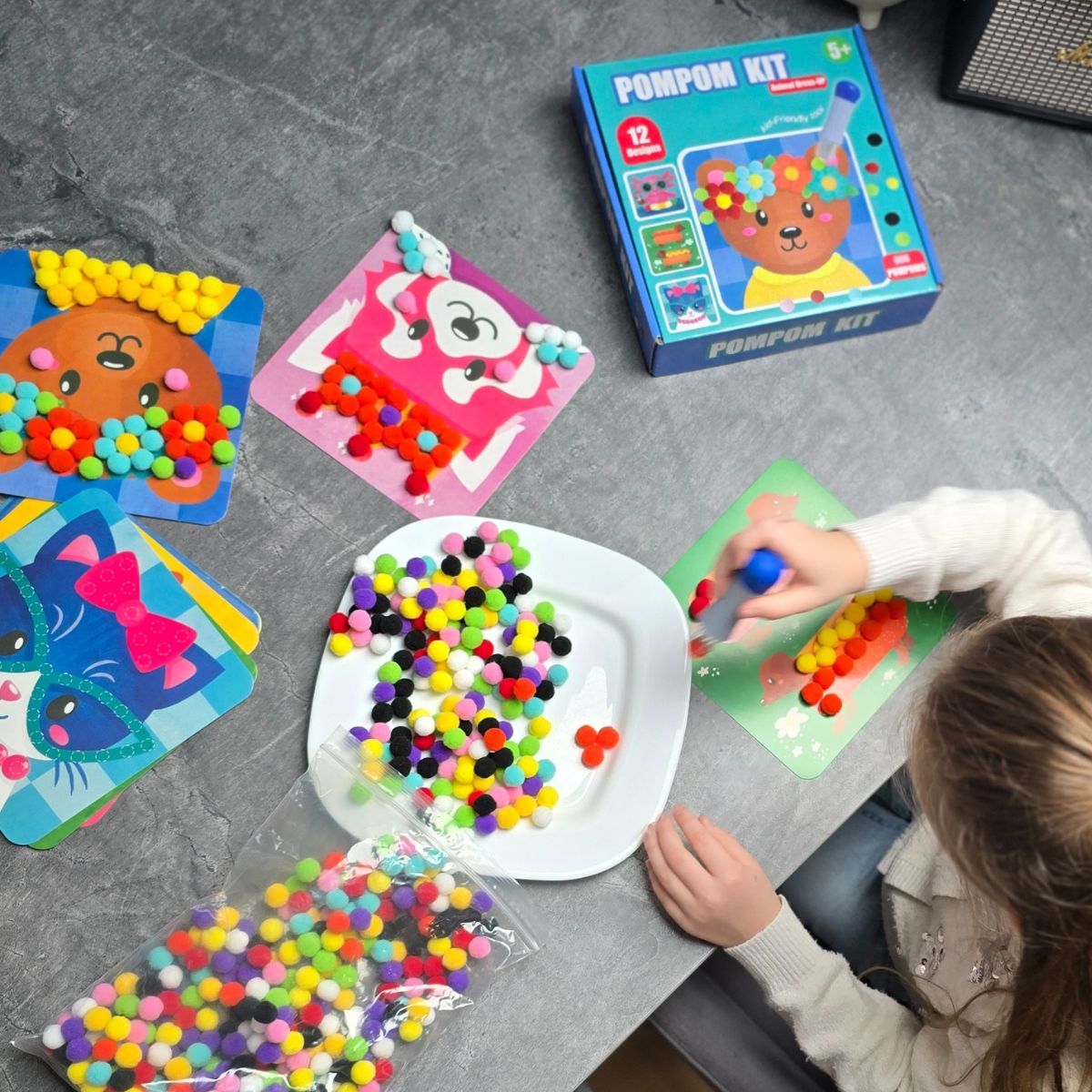 Set creativ Pom Pom cu animale