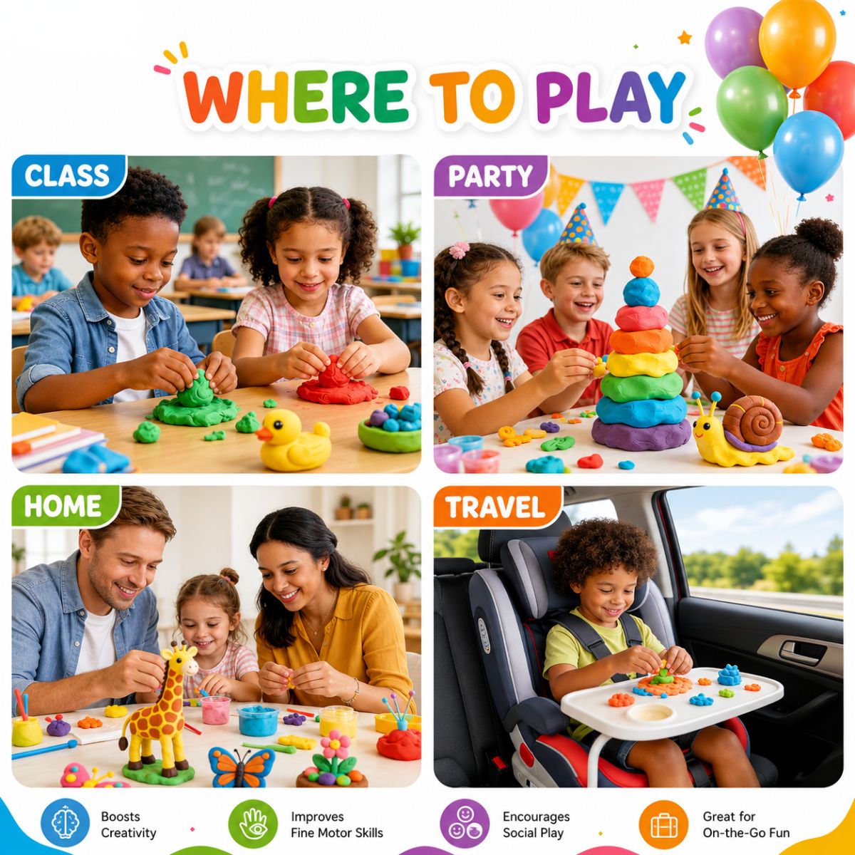 Set DIY Squishy Clay din 64 de piese (4+ ani)