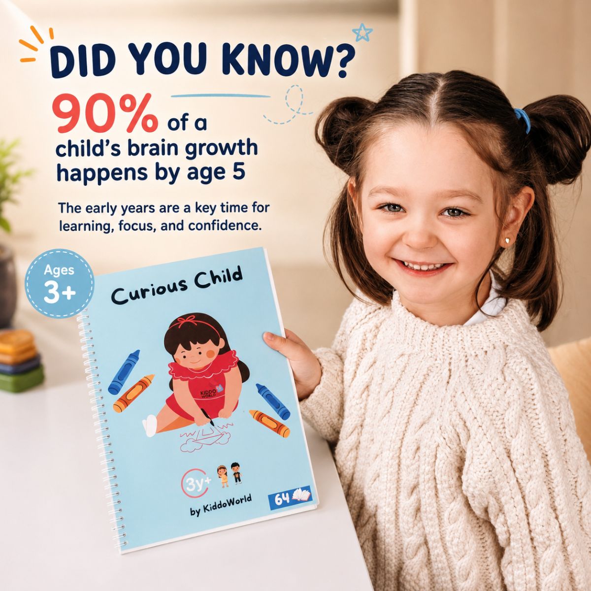Curious Child | Caiet reutilizabil cu activități de scriere și logică (64 de pagini, 3+ ani)