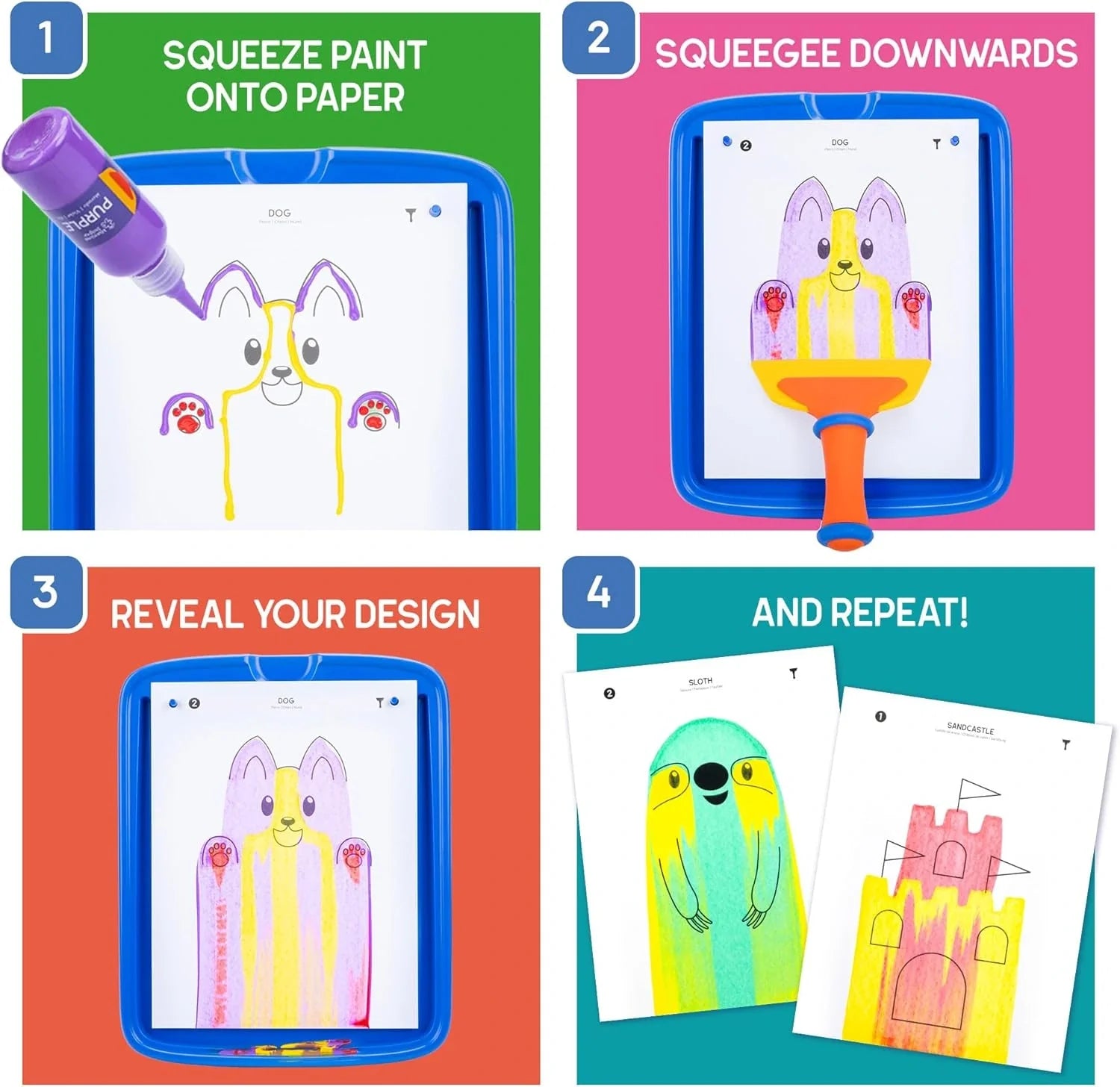 Squeegee Art – pictură curcubeu cu racletă, fără pensule și fără murdărie! (5+ ani)