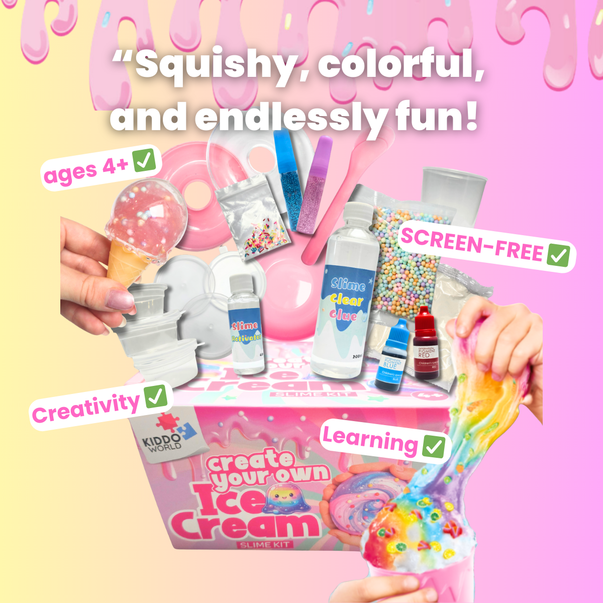 Set creativ SLIME, 19 piese | Petrecere cu înghețată