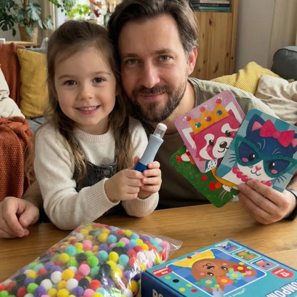 Pom Pom Kit | Joc creativ senzorial cu pompoane | pentru copii 5+