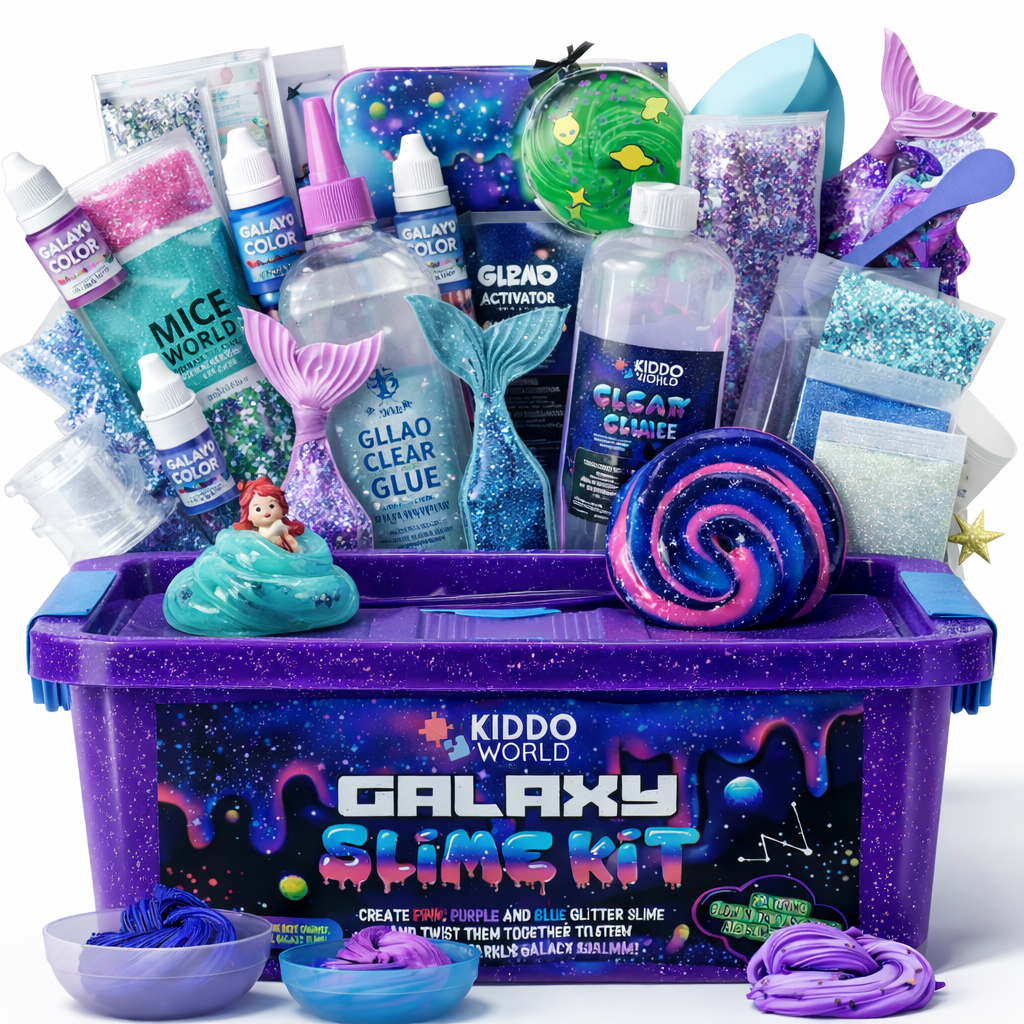 Galaxy Slime – creează slime cosmic strălucitor care luminează în întuneric! (4+ ani)
