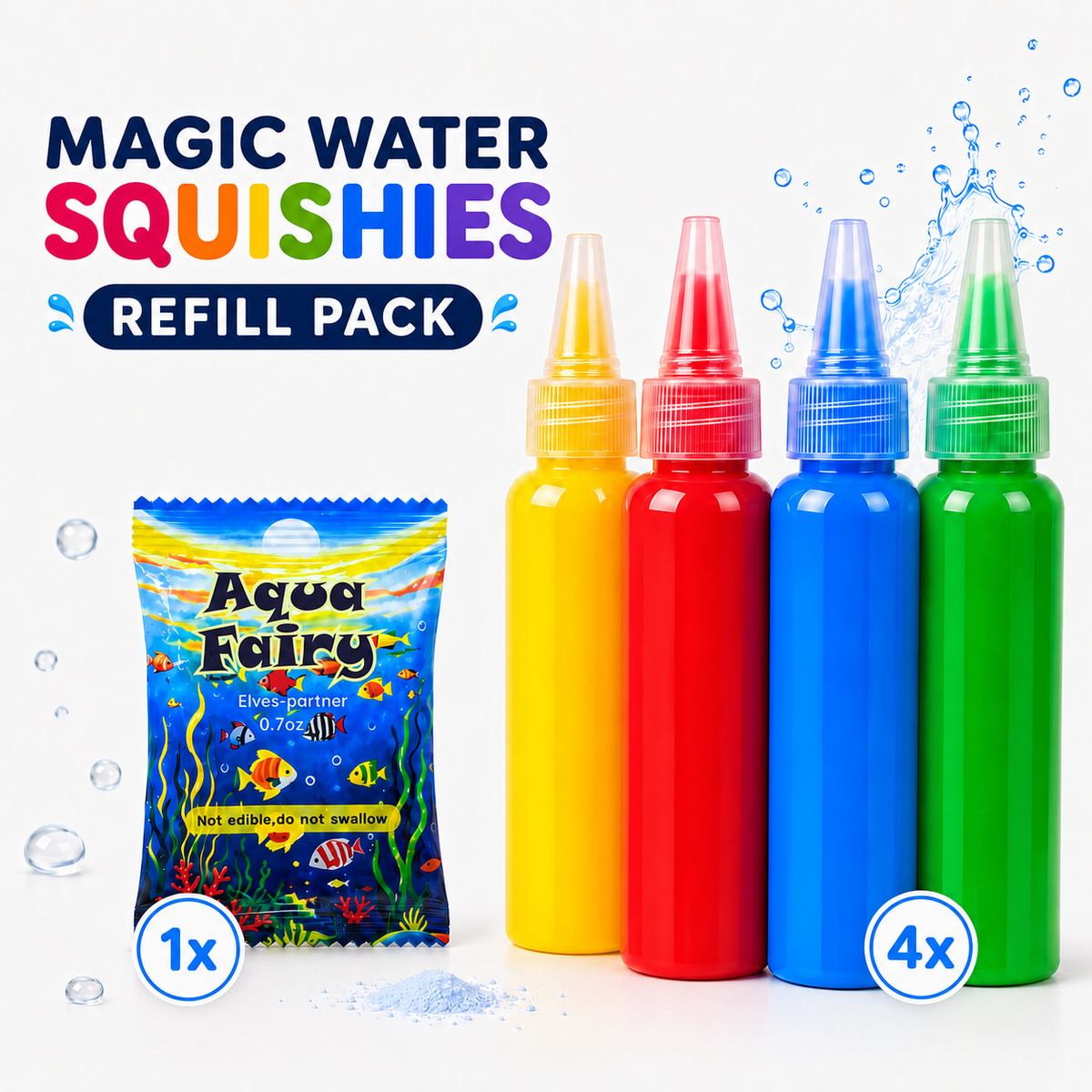 Refill Pack – Rezervă 4 culori + 1 praf magic (Compatibil cu toate seturile, 3+ ani)