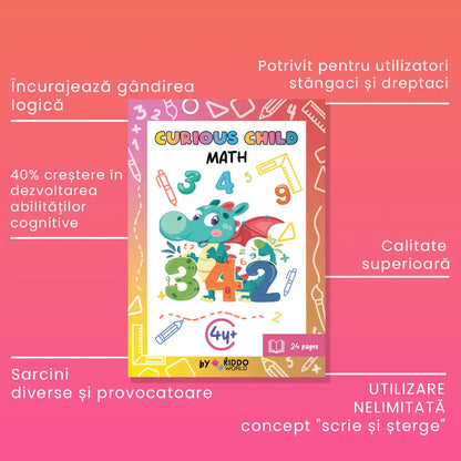 Caiet de lucru pentru matematică Curious Child (4+ ani)