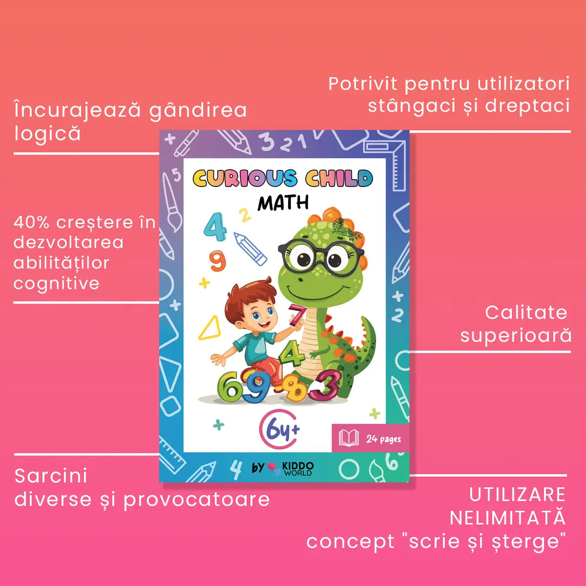 Caiet de lucru pentru matematică Curious Child (6+ ani)