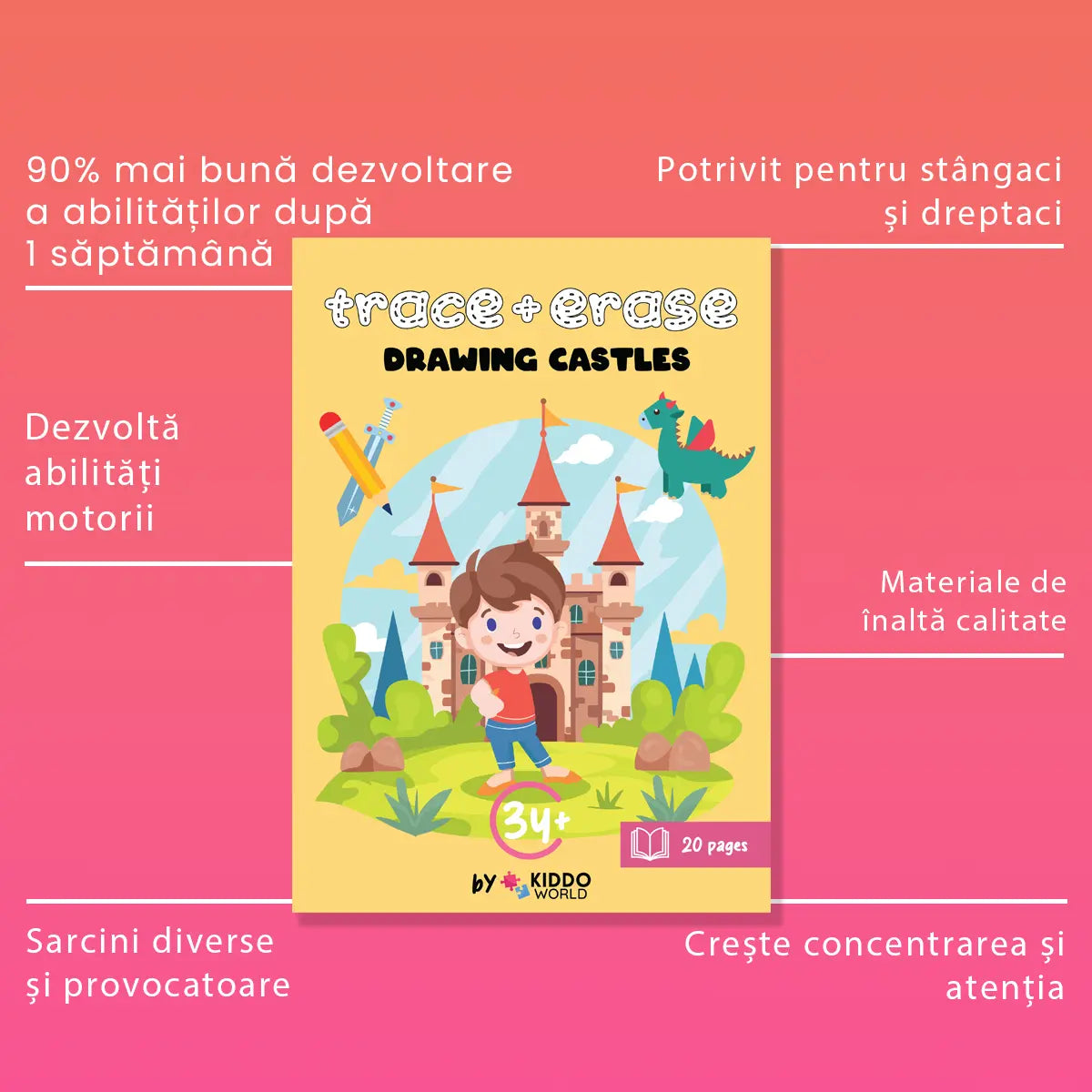 Castele Magice - Caiet de scris și șters pentru explorarea formelor și modelelor (3+ ani)