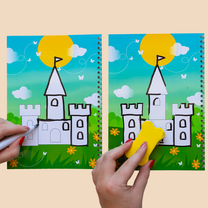 SCRIE & ȘTERGE: Drawing castles (3+ ani)