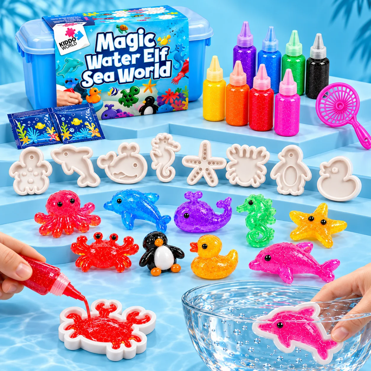 Magic Water Squishies – set creativ pentru crearea figurinelor 3D | 3+ ani