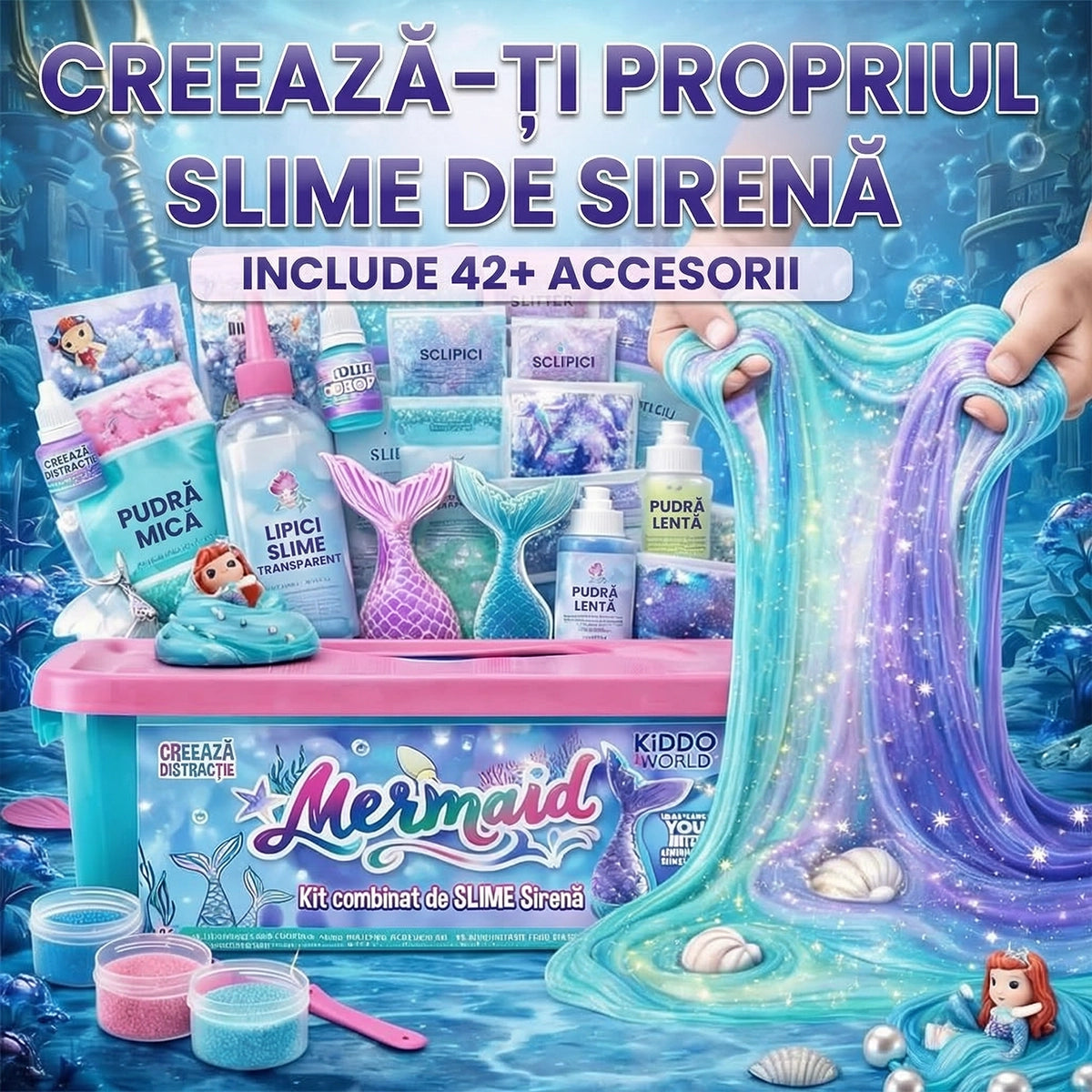 Ocean Mermaid Slime Kit: Set mare de creat slime cu tematică marină
