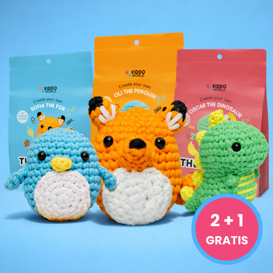 Loopies 2+1 – Kit de Croșetat | 3 Personaje Adorabile | Pentru copii 10+ ani