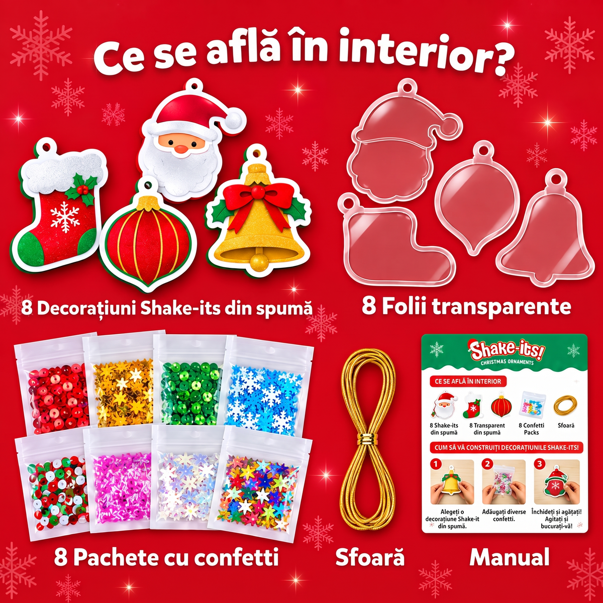 Shake-Its – Set creativ pentru realizarea decorațiunilor festive (4+ ani)