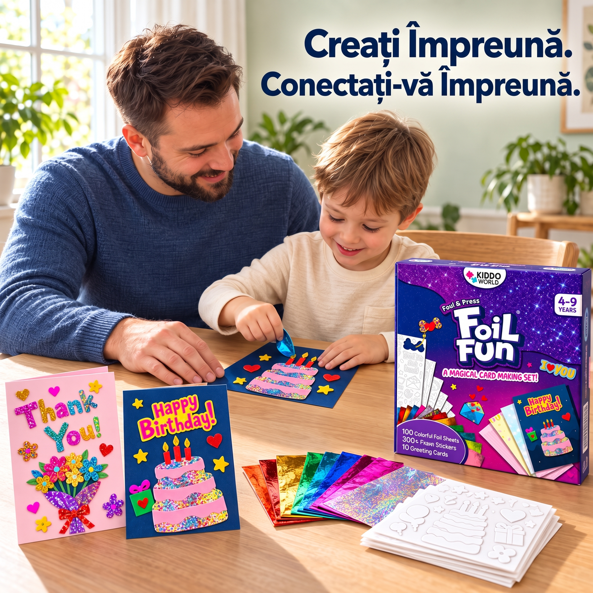 Foil Fun Felicitări – Set creativ pentru realizarea felicitărilor de sărbători strălucitoare (4+ ani)