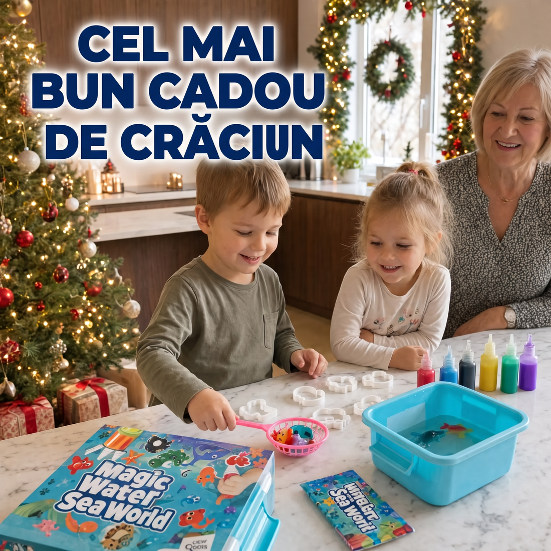 Magic Water Squishies – Set creativ pentru realizarea figurinelor 3D | Lumea marină | 3+ ani