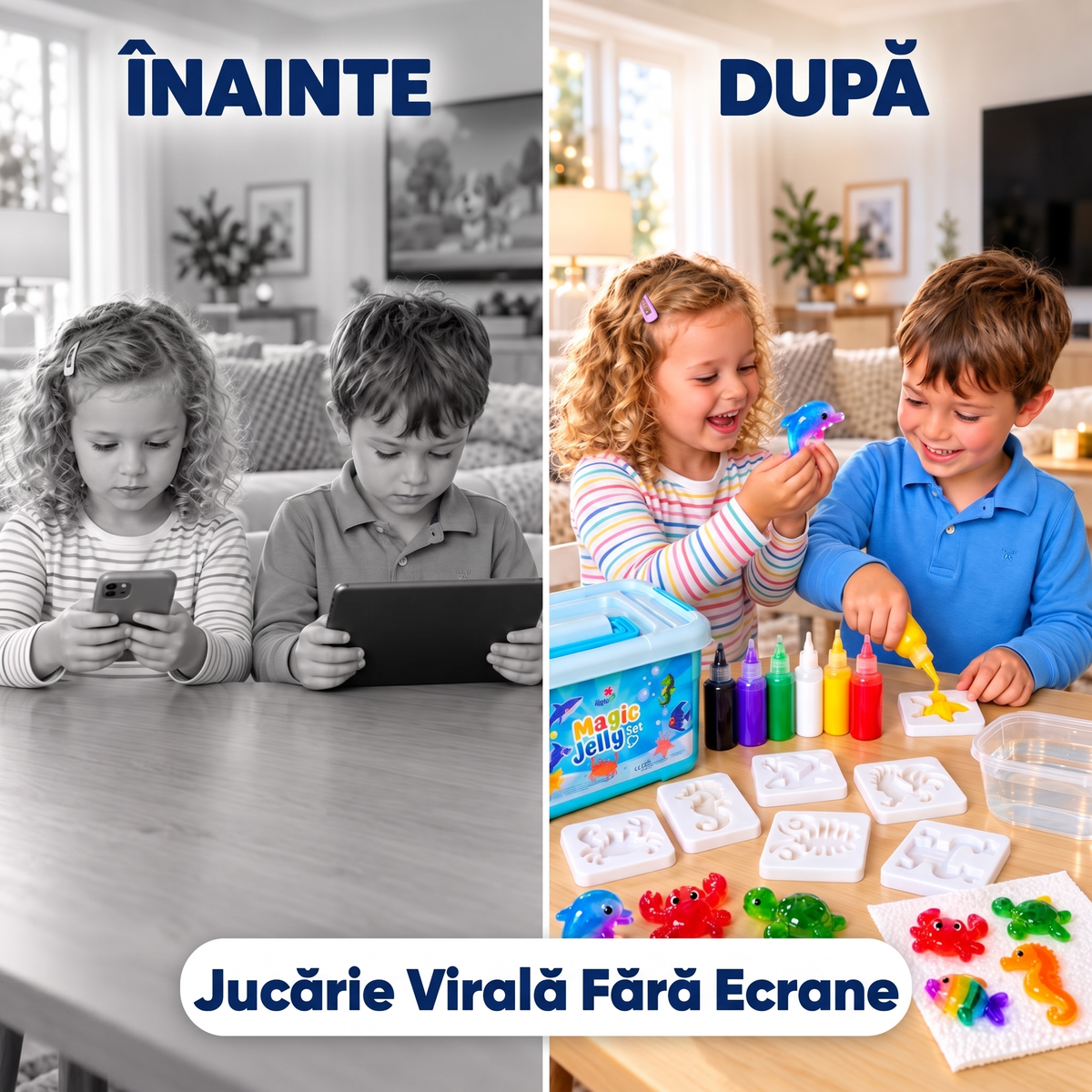 Magic Water Squishies – Set creativ pentru realizarea figurinelor 3D | Lumea marină | 3+ ani