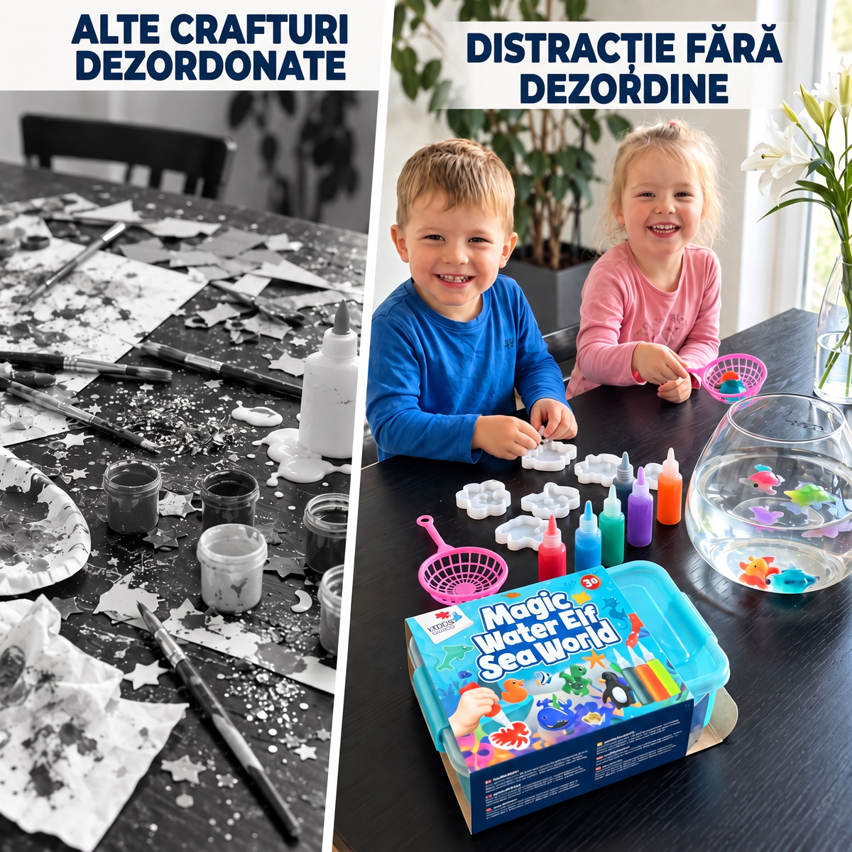 Magic Water Squishies – Set creativ pentru realizarea figurinelor 3D | Lumea marină | 3+ ani